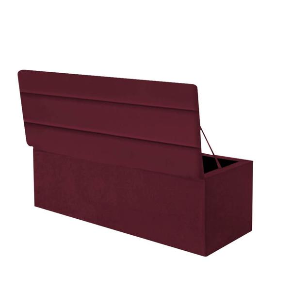 Imagem de Calçadeira Baú Recamier Solteiro 90CM Argentina Suede Bordo - D A DECOR