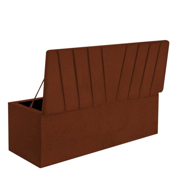 Imagem de Calçadeira Baú Recamier Solteiro 90CM Bélgica Suede Terracota - D A DECOR