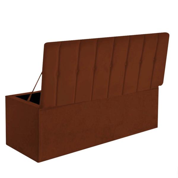 Imagem de Calçadeira Baú Recamier Solteiro 90CM Kiara Suede Terracota - D A DECOR