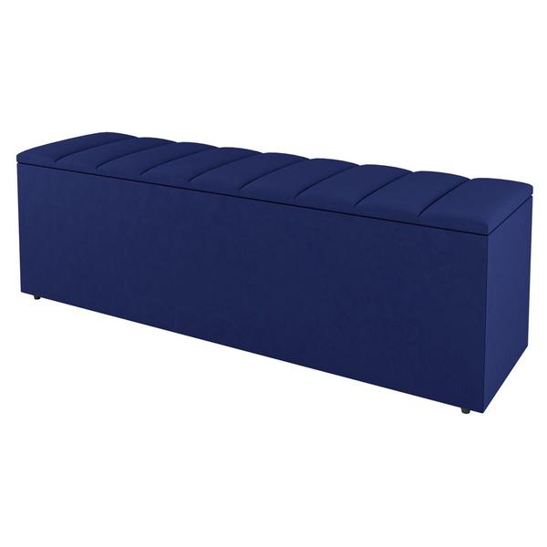 Imagem de Calçadeira Baú Solteiro Cora 90cm Suede Azul - Desk Design