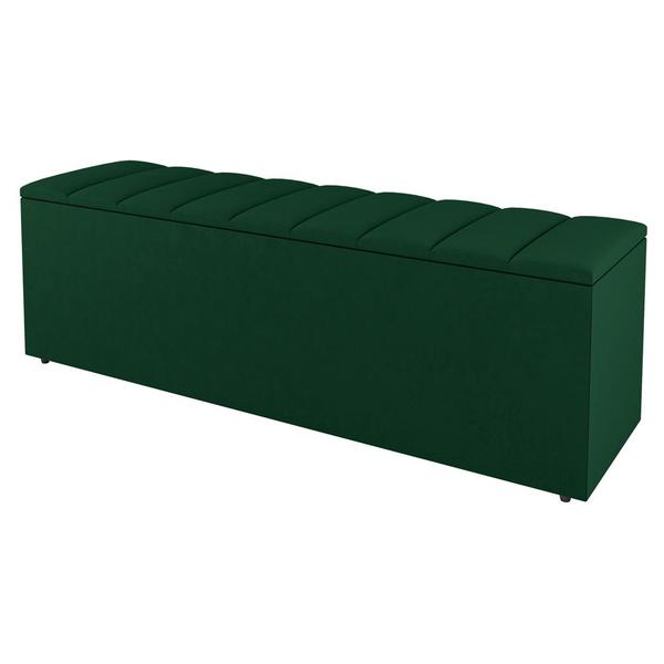 Imagem de Calçadeira Baú Solteiro Cora 90cm Suede Verde - Desk Design