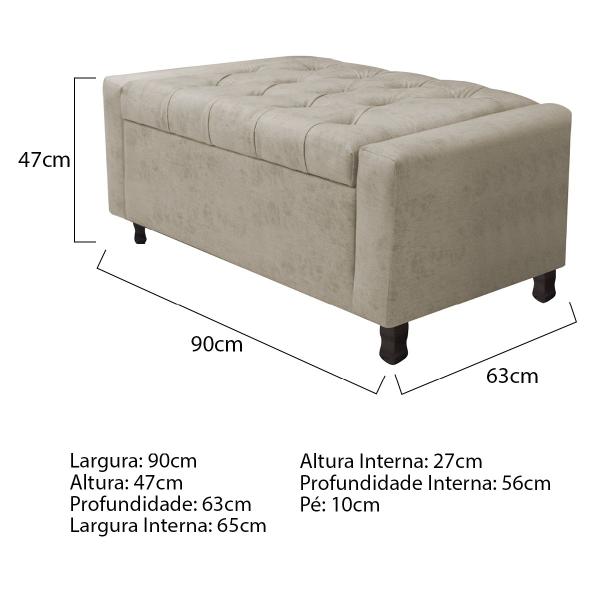 Imagem de Calçadeira Baú Solteiro Everest P02 90 cm para cama Box Suede - Doce Sonho Móveis