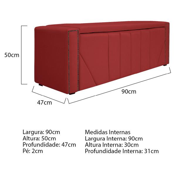 Imagem de Calçadeira Baú Solteiro Minsk P02 90 cm para cama Box Sintético - Amarena Móveis