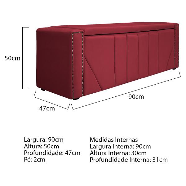 Imagem de Calçadeira Baú Solteiro Minsk P02 90 cm para cama Box Suede - Amarena Móveis