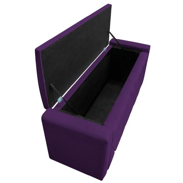 Imagem de Calçadeira Baú Solteiro Minsk P02 90 cm para cama Box Suede Roxo - Amarena Móveis