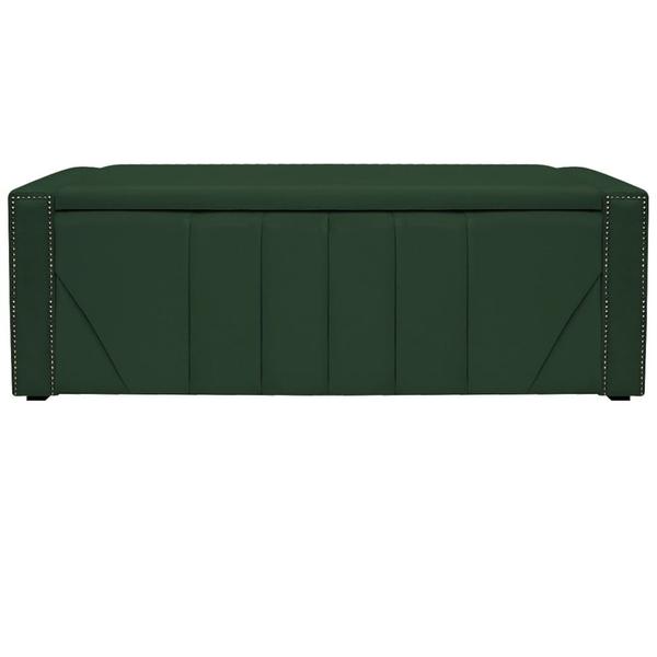 Imagem de Calçadeira Baú Solteiro Minsk P02 90 cm para cama Box Suede Verde - Amarena Móveis