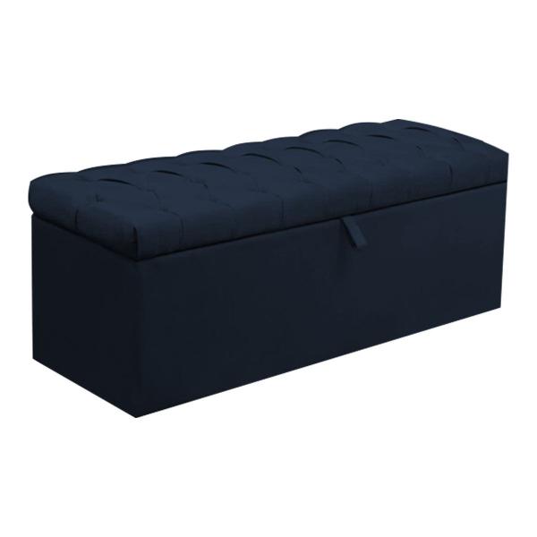 Imagem de Calçadeira Baú Solteiro Paris 90 CM Suede Azul Marinho - D A Decor