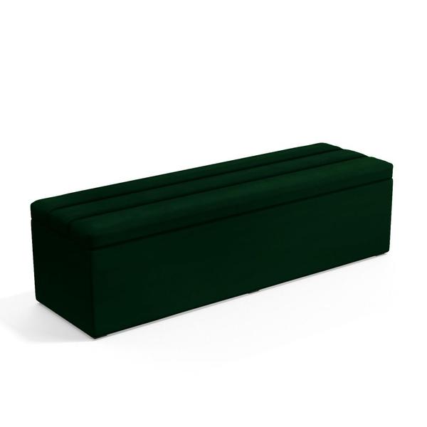 Imagem de Calçadeira Baú Ursa 160 para Cama Queen N-026 Veludo Verde Aradecor