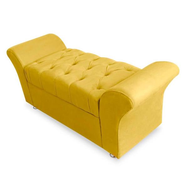 Imagem de Calçadeira Baú Veneza Casal 140cm Suede - Ecotec Decor