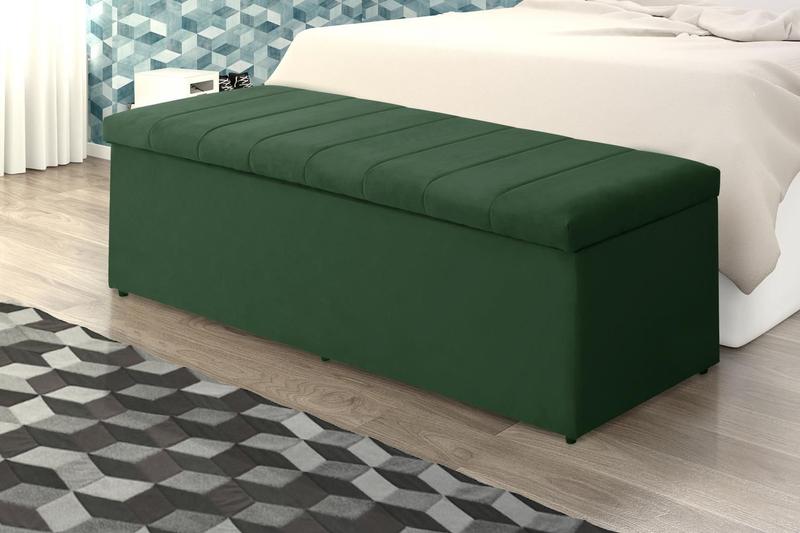 Imagem de Calçadeira Baú Vitoria 100 cm Suede Verde