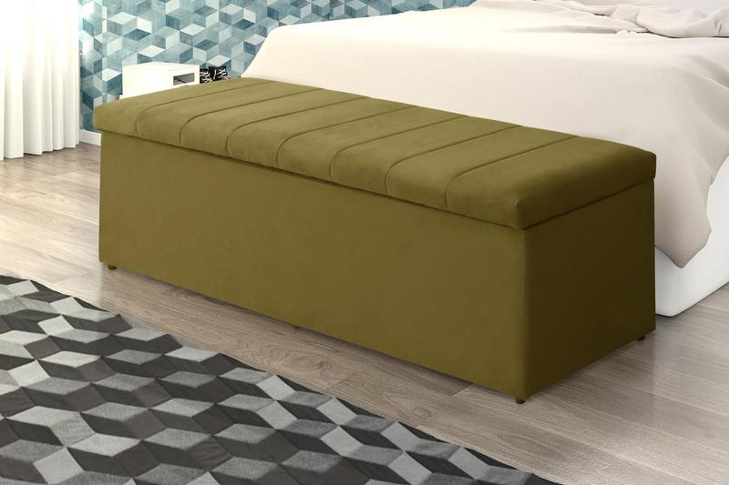 Imagem de Calçadeira Baú Vitoria 120 cm Suede Amarelo