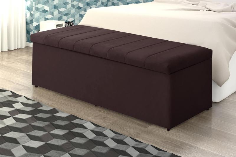 Imagem de Calçadeira Baú Vitoria 120 cm Suede Bordô Escuro