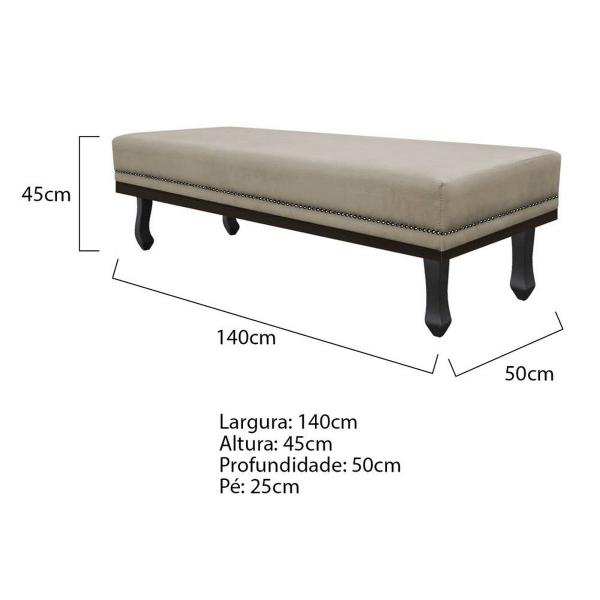 Imagem de Calçadeira Casal Orlando P02 140 cm para cama Box Suede - Amarena Móveis