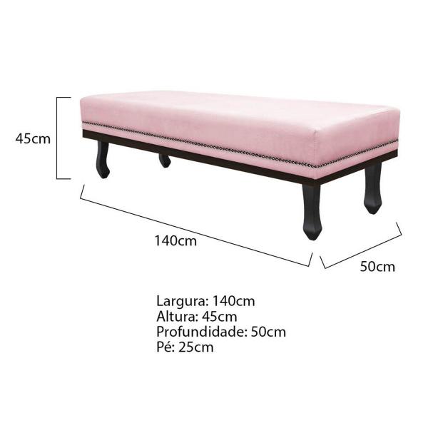 Imagem de Calçadeira Casal Orlando P02 140 cm para cama Box Suede - Amarena Móveis