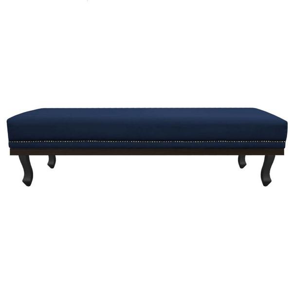 Imagem de Calçadeira Casal Orlando P02 140 cm para cama Box Suede Azul Marinho - Amarena Móveis