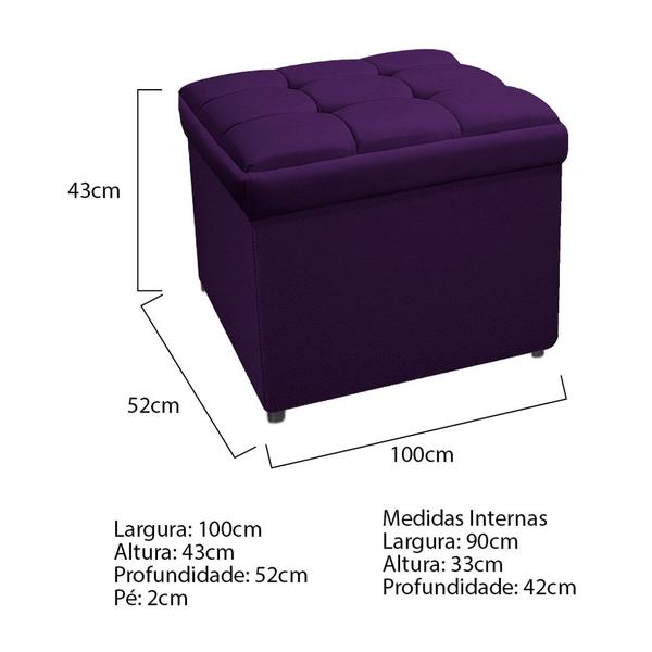 Imagem de Calçadeira Copenhague 100 cm Solteiro Suede Roxo AM Decor