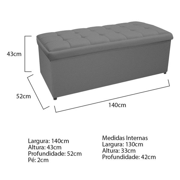 Imagem de Calçadeira Copenhague 140 cm Casal Sintético Cinza AM Decor