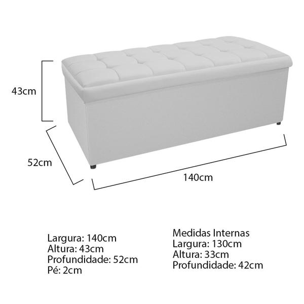 Imagem de Calçadeira Copenhague 140 cm Casal Suede Branco AM Decor