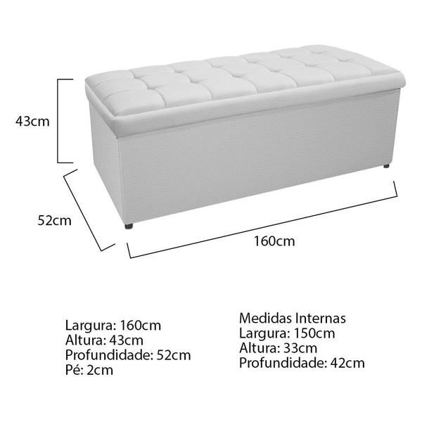 Imagem de Calçadeira Copenhague 160 cm Queen Size Corano Branco - Doce Sonho Móveis