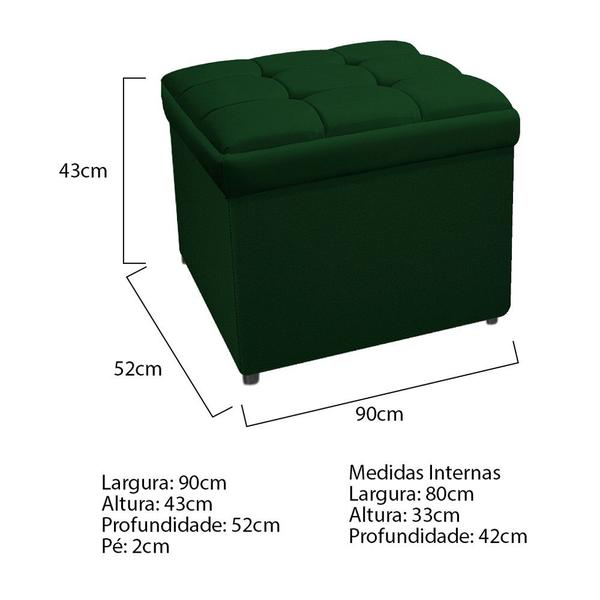 Imagem de Calçadeira Copenhague 90 cm Solteiro Suede Verde - Doce Sonho Móveis