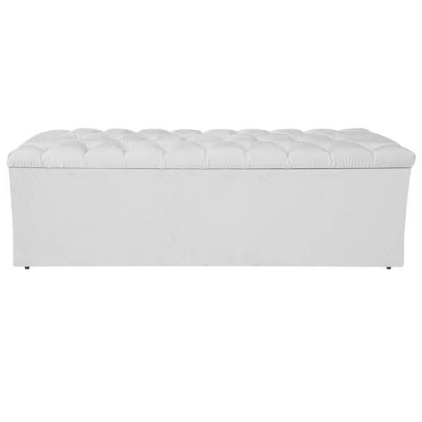 Imagem de Calçadeira Estofada Liverpool 160 cm Queen Size Sintético Branco - Amarena Móveis