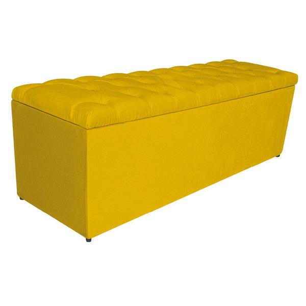 Imagem de Calçadeira Estofada Liverpool 160 cm Queen Size Suede Amarelo - Amarena Móveis