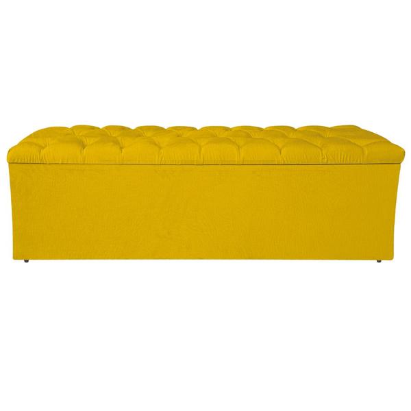 Imagem de Calçadeira Estofada Liverpool 195 cm King Size Suede Amarelo - Doce Sonho Móveis