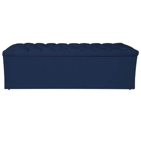 Imagem de Calçadeira Estofada Liverpool 195 cm King Size Suede Azul Marinho - Amarena Móveis