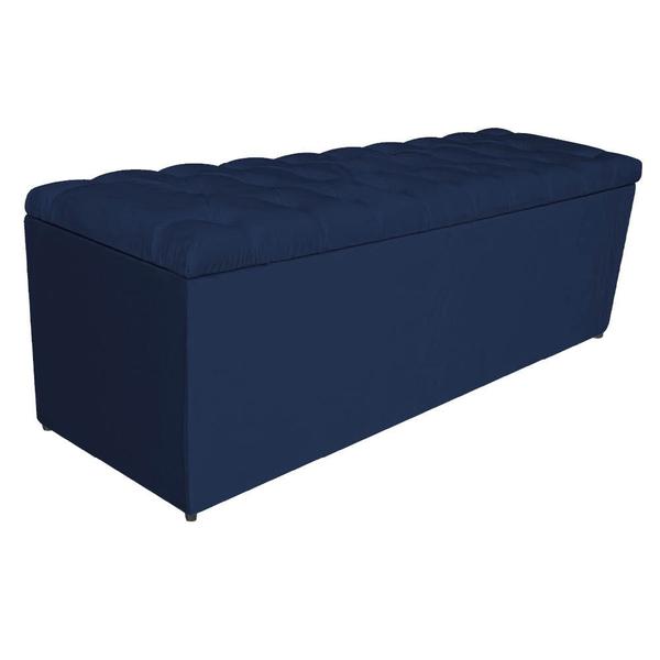 Imagem de Calçadeira Estofada Liverpool 195 cm King Size Suede Azul Marinho - Amarena Móveis