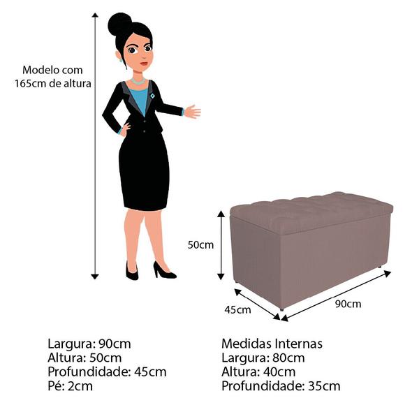 Imagem de Calçadeira Estofada Liverpool 90 cm Solteiro Linho Rosê - Doce Sonho Móveis