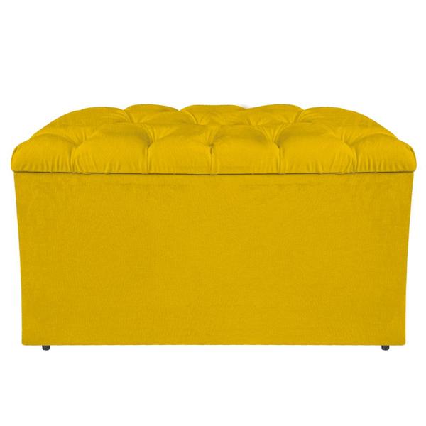 Imagem de Calçadeira Estofada Liverpool 90 cm Solteiro Suede Amarelo - Doce Sonho Móveis