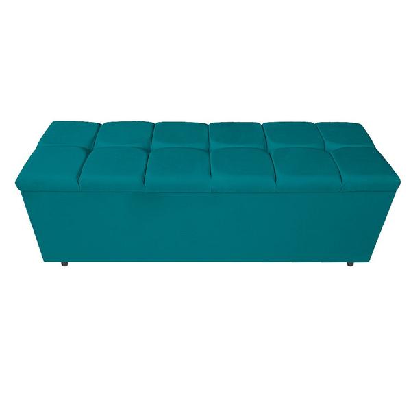 Imagem de Calçadeira Estofada Manchester 140 cm Casal Suede Azul Turquesa - Doce Sonho Móveis