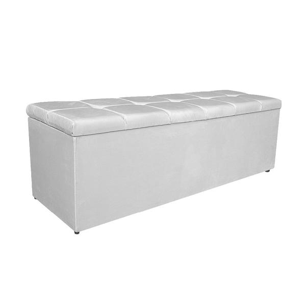 Imagem de Calçadeira Estofada Manchester 195 cm King Size Suede Branco - Amarena Móveis