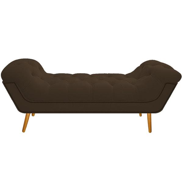 Imagem de Calçadeira Estofada Veneza 140 cm Casal Suede Marrom - Amarena Moveis