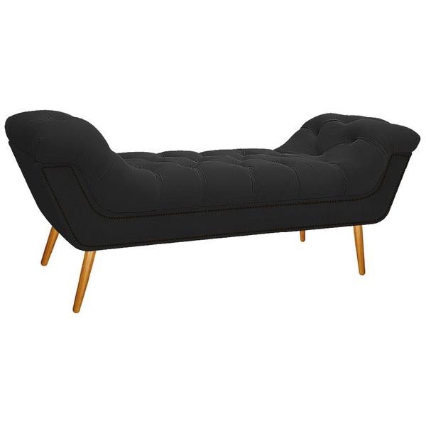 Imagem de Calçadeira Estofada Veneza 140 cm Casal Suede Preto - Doce Sonho Móveis