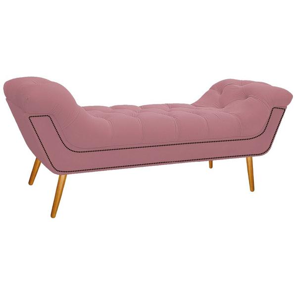 Imagem de Calçadeira Estofada Veneza 140 cm Casal Suede Rosa Bebê - Amarena Moveis