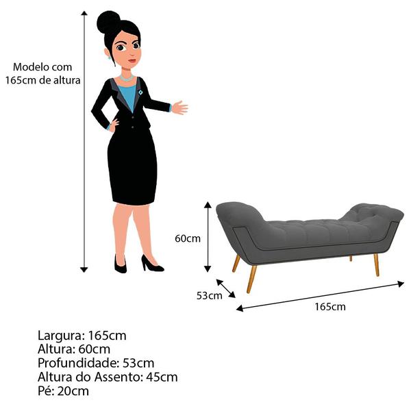 Imagem de Calçadeira Estofada Veneza 160 cm Queen Size Linho Chumbo - Amarena Móveis