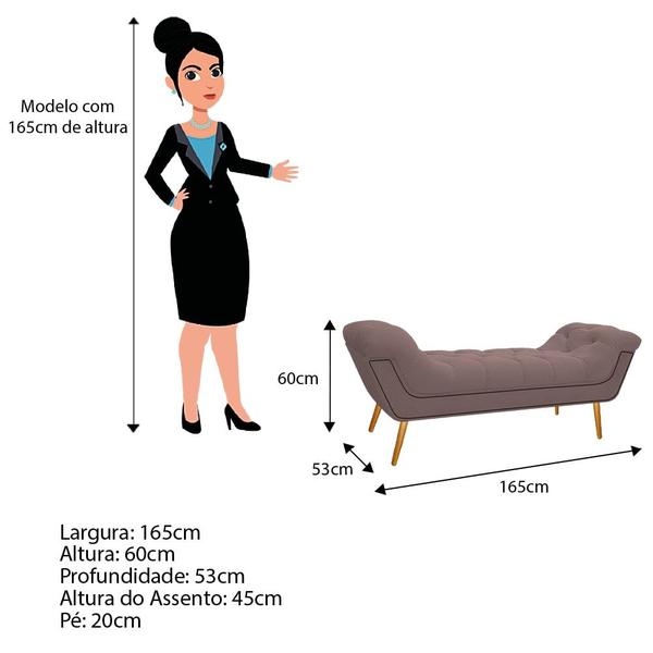 Imagem de Calçadeira Estofada Veneza 160 cm Queen Size Linho Rosê - Amarena Moveis