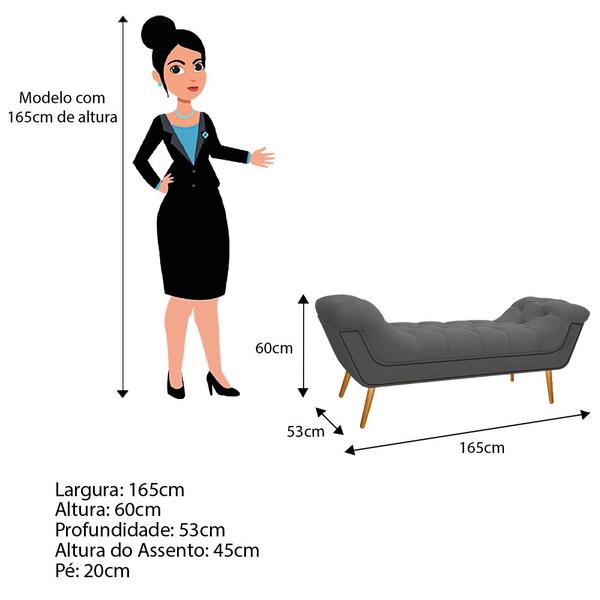 Imagem de Calçadeira Estofada Veneza 160 cm Queen Size Suede Cinza - Amarena Móveis