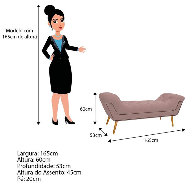 Imagem de Calçadeira Estofada Veneza 160 cm Queen Size Suede Rosê - Amarena Móveis