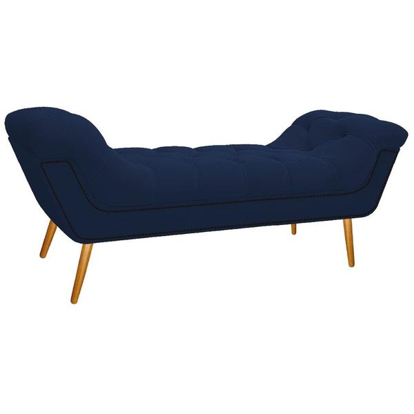 Imagem de Calçadeira Estofada Veneza 195 cm King Size Suede Azul Marinho - Amarena Moveis