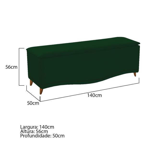 Imagem de Calçadeira Estofada Yasmim 140 cm Casal Suede Verde - Doce Sonho Móveis