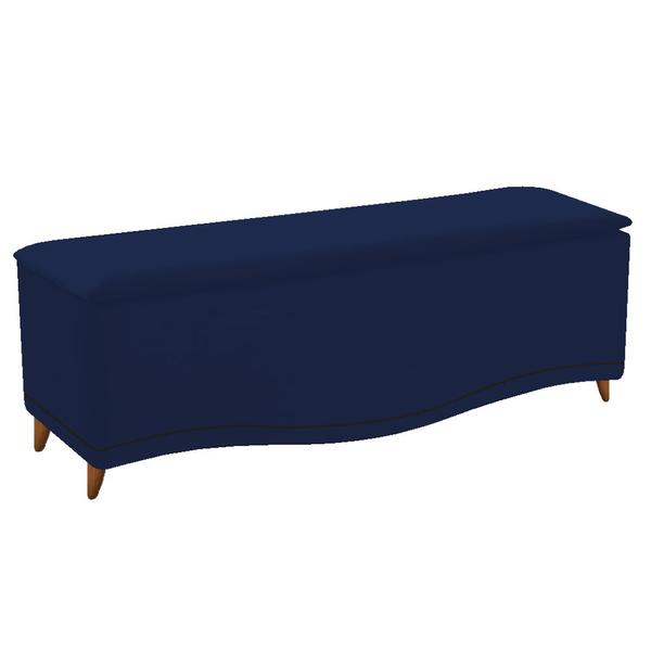 Imagem de Calçadeira Estofada Yasmim 160 cm Queen Size Suede Azul Marinho - ADJ Decor