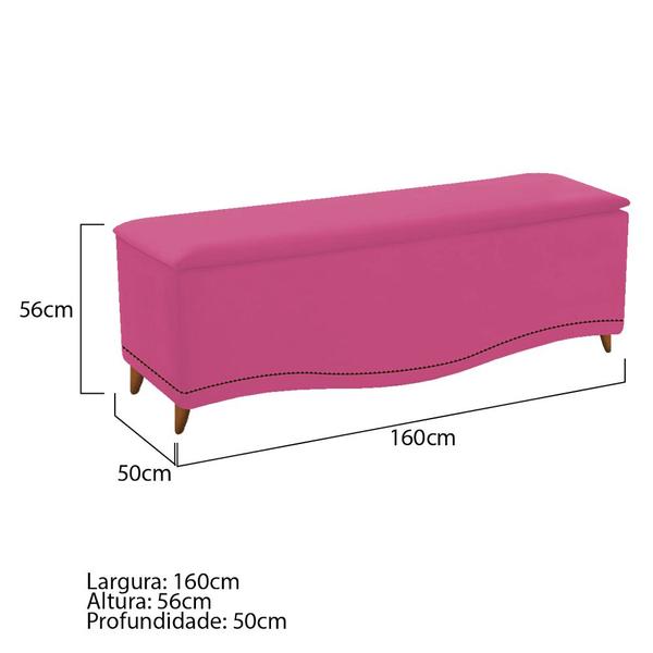 Imagem de Calçadeira Estofada Yasmim 160 cm Queen Size Suede Pink - Doce Sonho Móveis