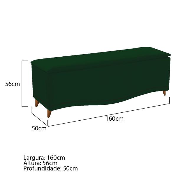 Imagem de Calçadeira Estofada Yasmim 160 cm Queen Size Suede Verde - Doce Sonho Móveis