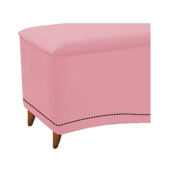 Imagem de Calçadeira Estofada Yasmim 195 cm King Size Suede Rosa Bebê - Doce Sonho Móveis