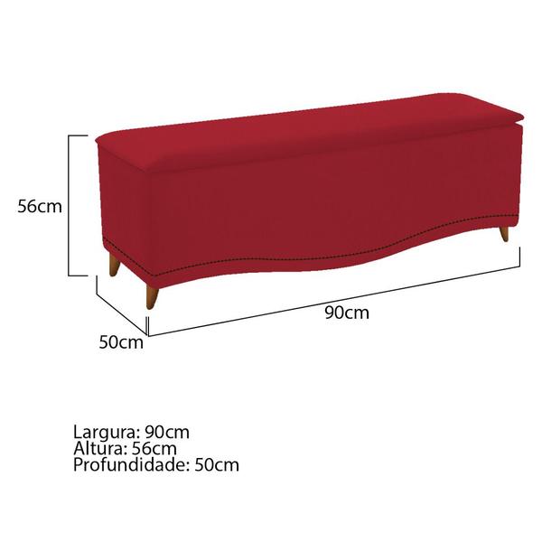 Imagem de Calçadeira Estofada Yasmim 90 cm Solteiro Suede Vermelho - Doce Sonho Móveis