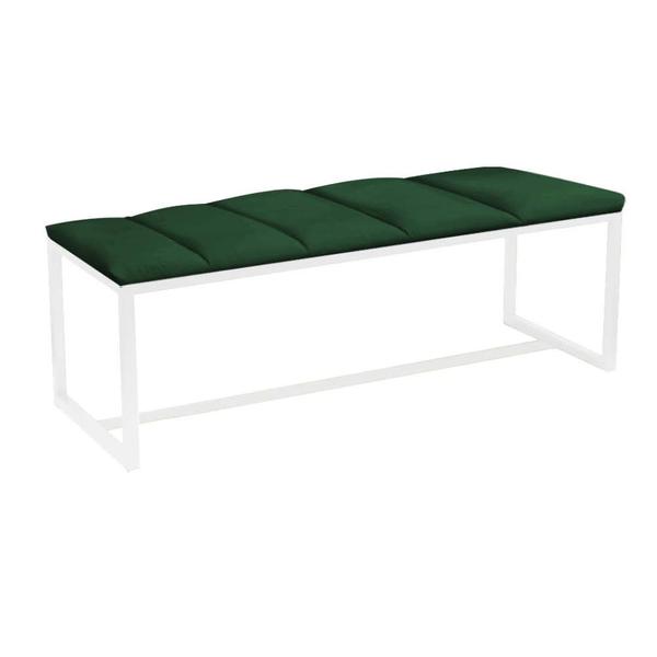 Imagem de Calçadeira Industrial Carla 160cm Queen Size Quarto Box Cama Ferro Branco Suede Verde - Ahazzo Móveis