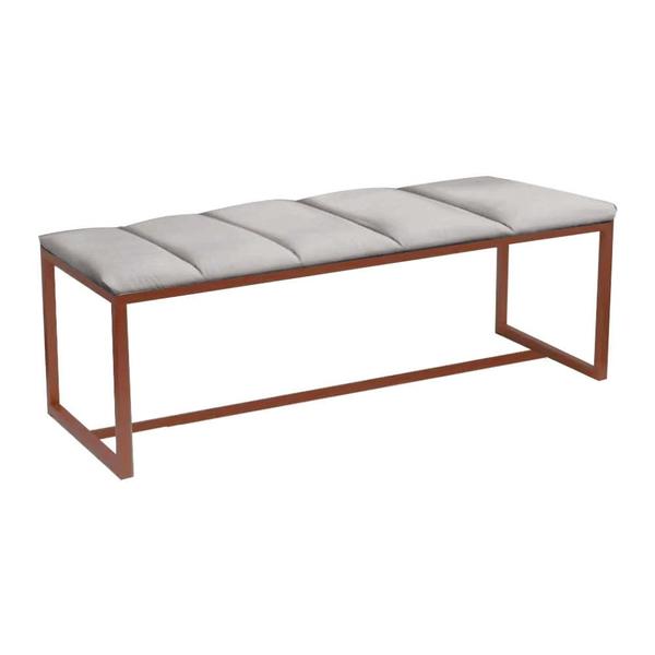 Imagem de Calçadeira Industrial Carla 160cm Queen Size Quarto Box Cama Ferro Bronze Suede Cinza Claro - Ahz Móveis