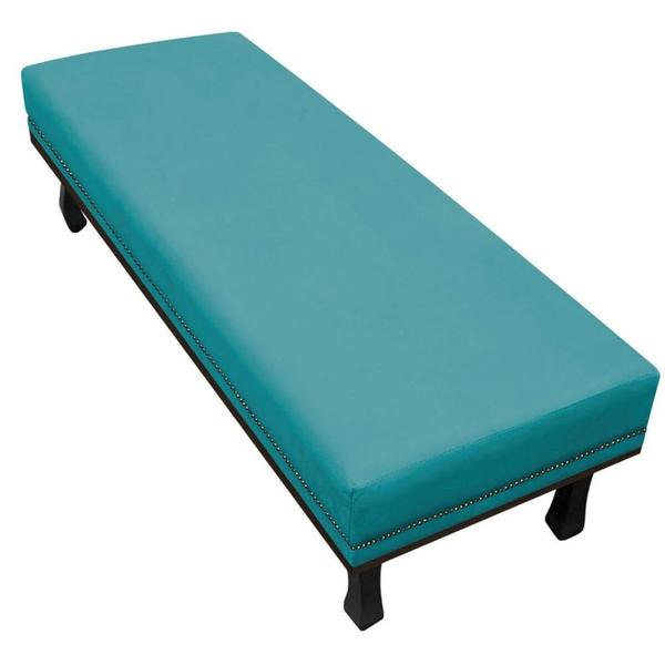 Imagem de Calçadeira King Orlando P02 195 cm para cama Box Suede Azul Turquesa - Amarena Móveis